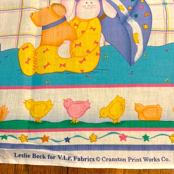 Vintage 1999 Leslie Beck Cranston Print Sewing Quilting 1yd+ Bunny Bears Border - Picture 2 of 8